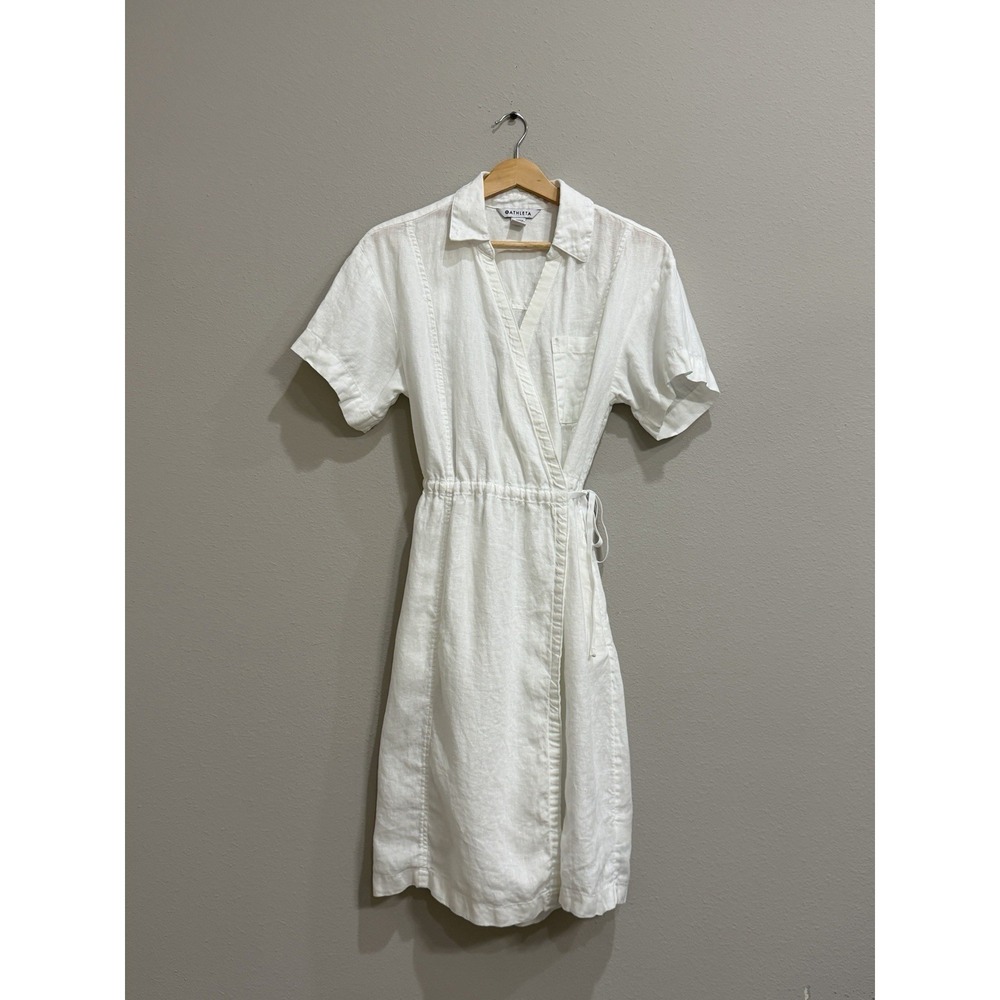 Athleta Playa Linen Wrap Dress White Size 2